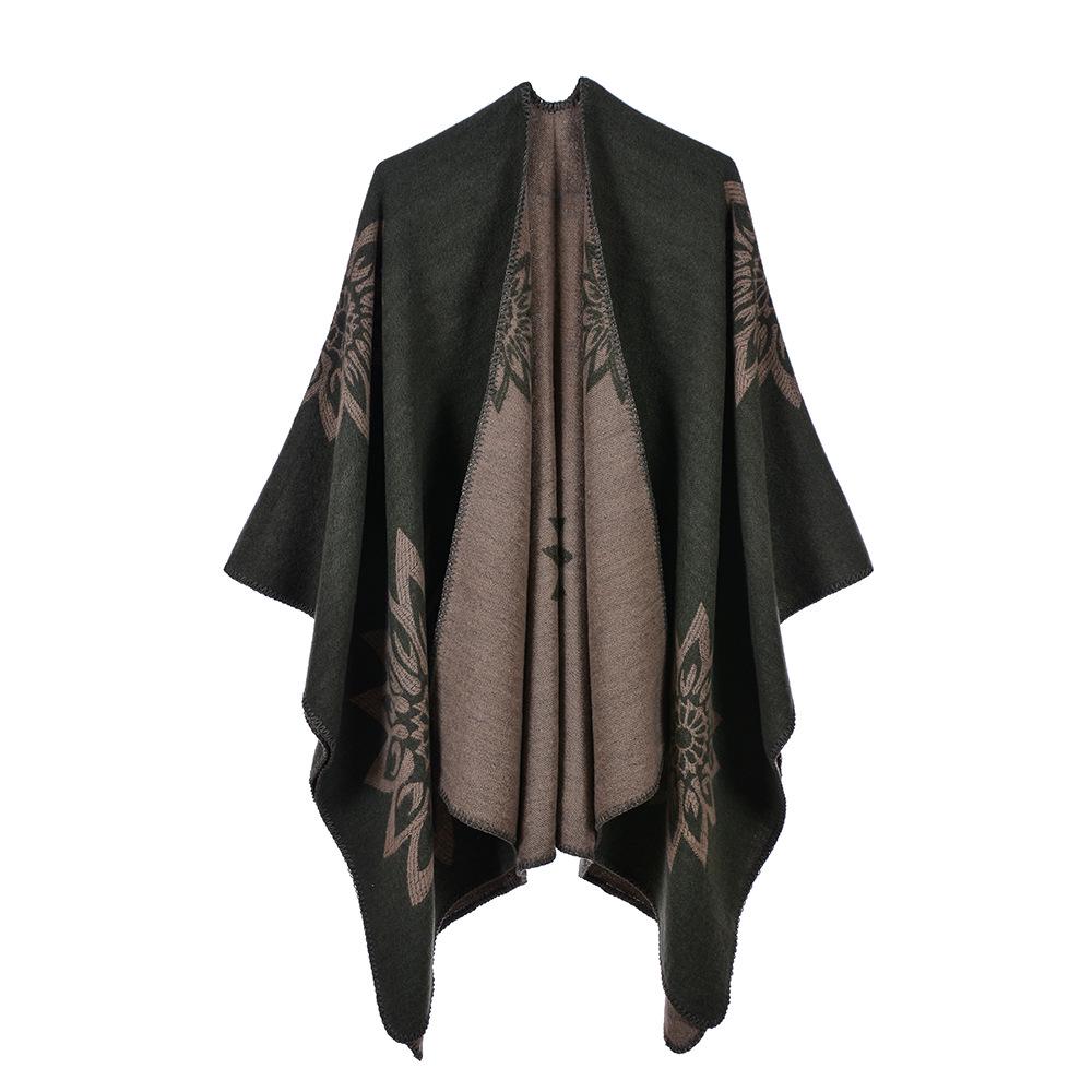Ponchos Coat  Cashmere Scarves Women Winter Warm Shawls And Wraps Pashmina Thick Capes Blanket Femme Scarf