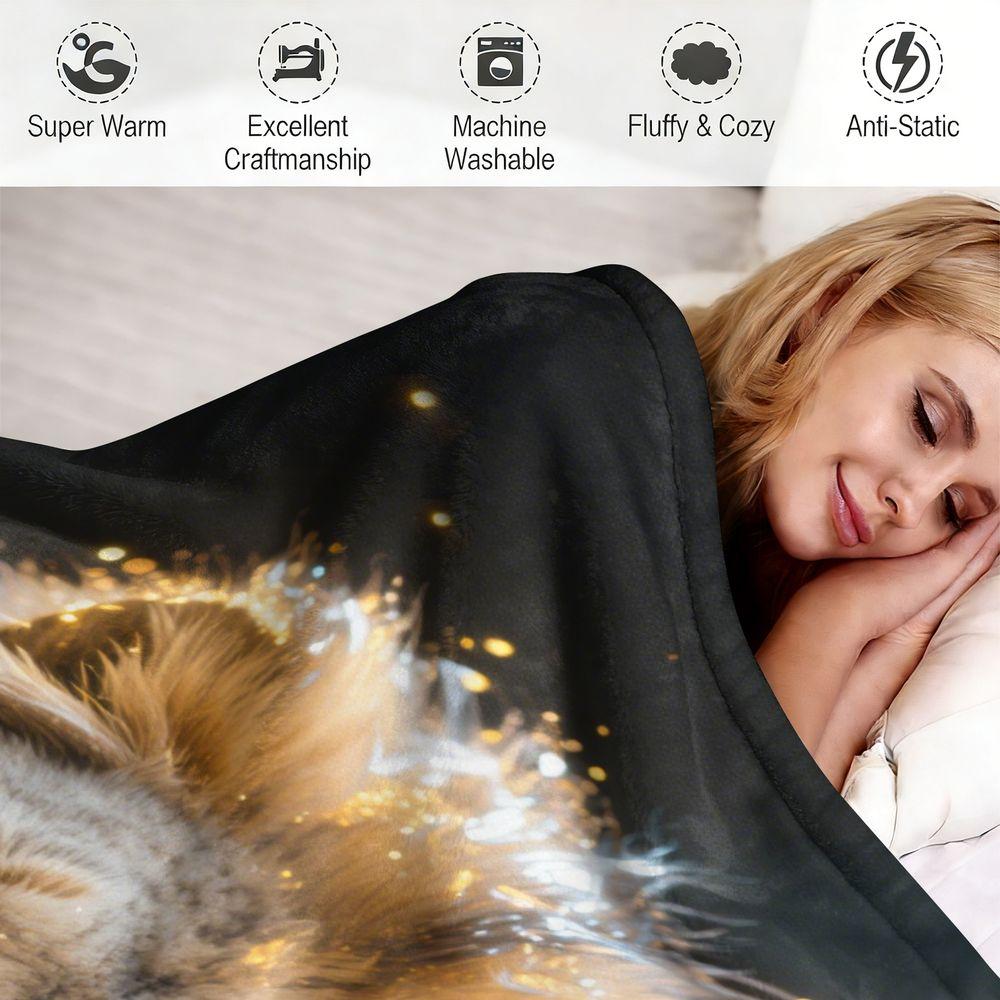 Lion Print Blanket Flannel Blanket Soft Throw Blanket For Sofa Bed Home Decor Creative Gift Blanket For Kids Adults