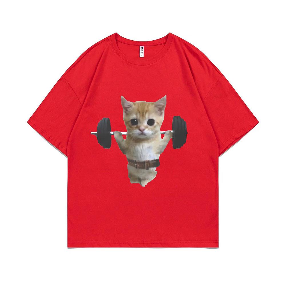 Funny Gym Sam Sulek Cat Graphic Print T-shirts Men Women Cute Fitness Pump Cover Tshirt Male Oversized Meme T Shirt Short Sleeve