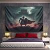 Knight with Sword At Castle Battleground Pattern Wall Hanging Tapestry Decorative Tapestry Home Decor for Bedroom and Living Room