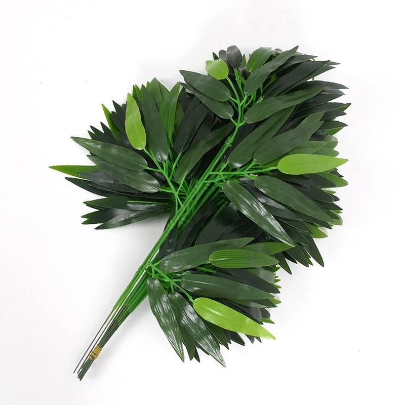50Pcs/lot Artificial Bamboo Leaf Simulation Plastic Bamboo Leaves Branches For Wedding Ornaments Home Garden Office Decorations