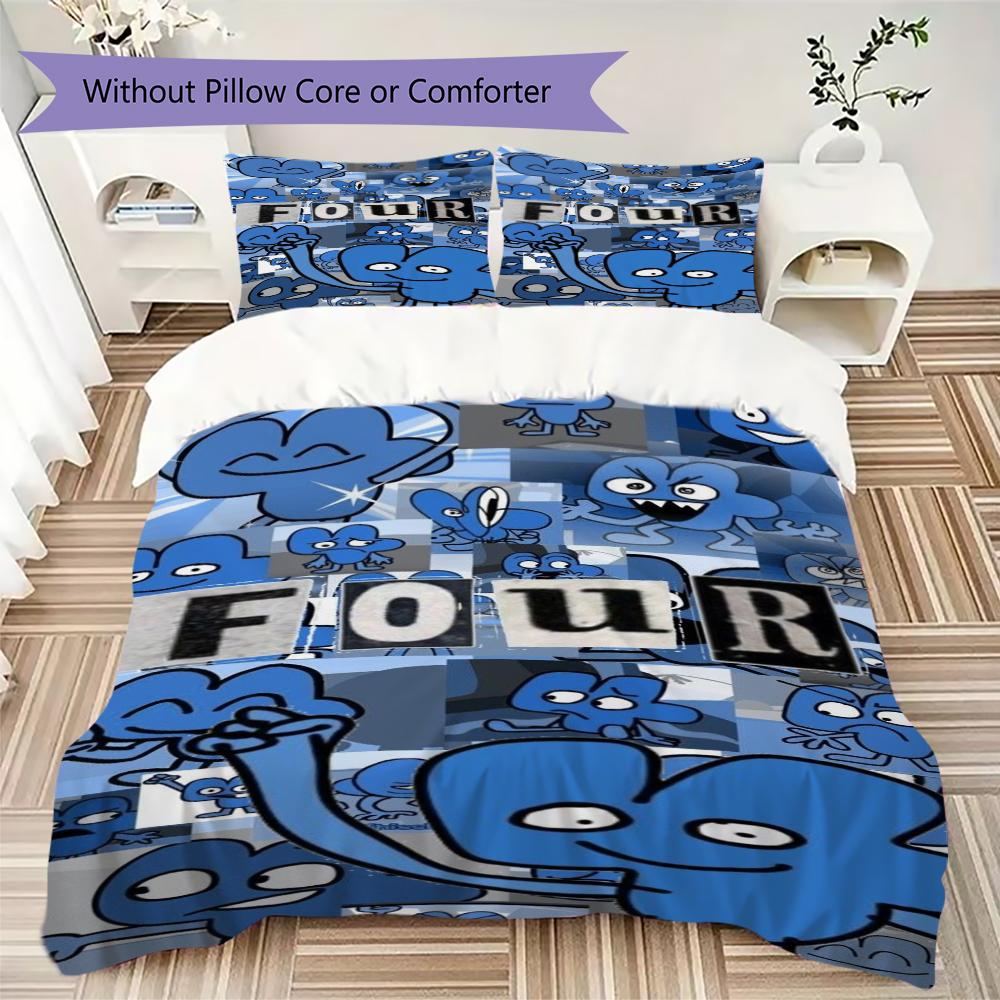 BFDI Pattern Bedding,Quilt Set Quilt Cover Pillowcase Home Birthday Gift(1 * Duvet Cover + 2 * Pillowcase, Without Core)_lx