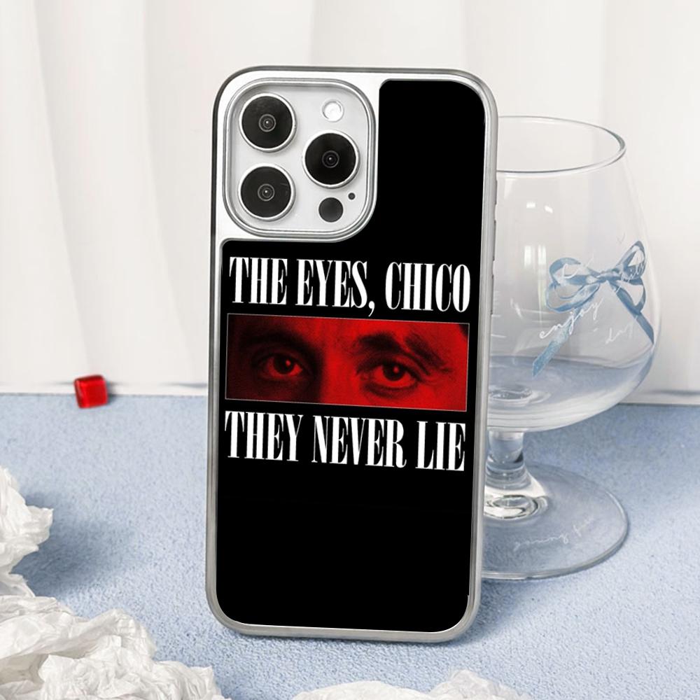 Tonny Montana Scarface Classic Poster Phone Case for iPhone 16 15 14 13 12 11 Pro Max Sheepskin Silver-edged Protective Case