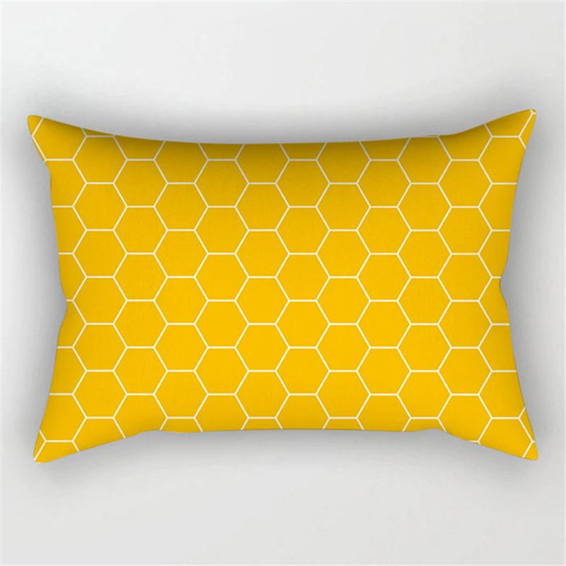 XUNYU Rectangular Polyester Print Pillowcase Yellow Geometry Home Cushion Cover Waist Pillowcase Car Chair Pillow Cover CE02