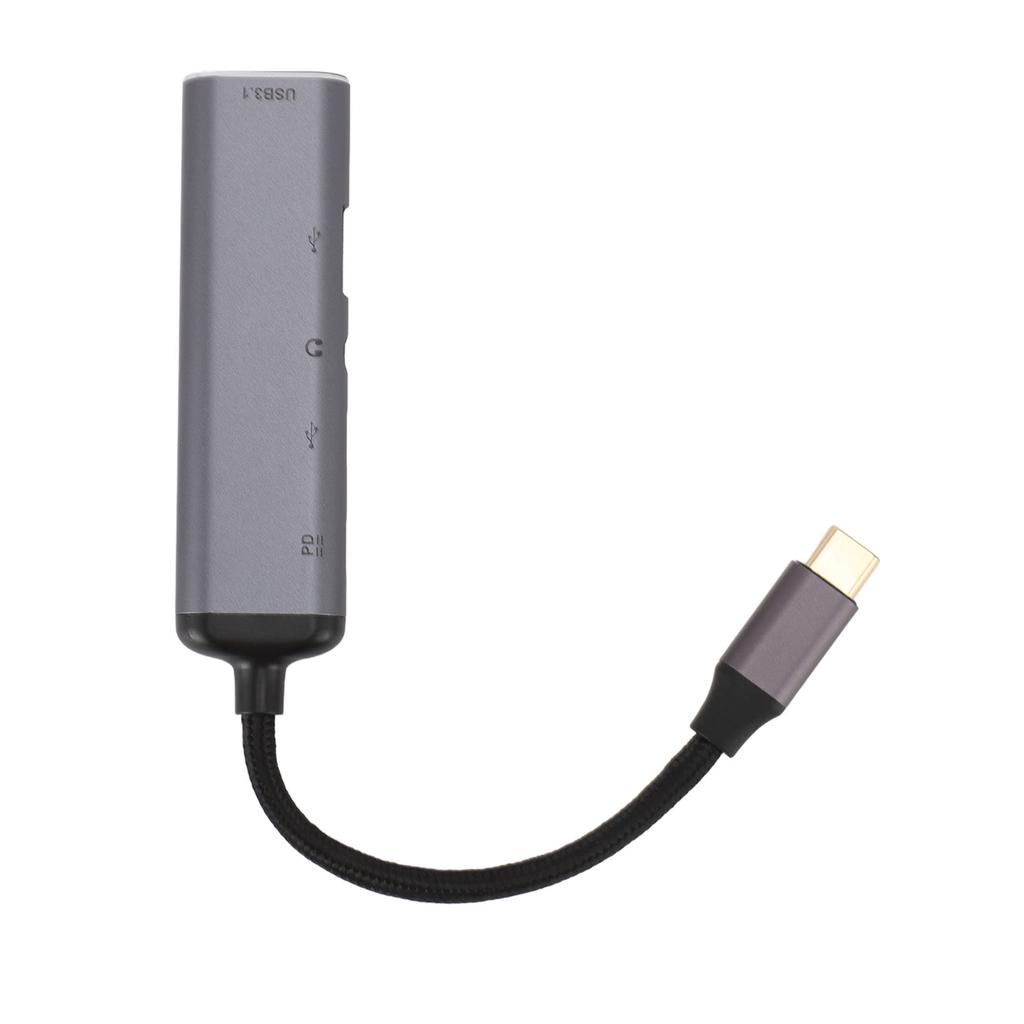 USB C Hub Multiport Adapter 5 In 1 with 3.5mm Headphone Jack USB3.1 USB2.0 Type A PD Charging Port