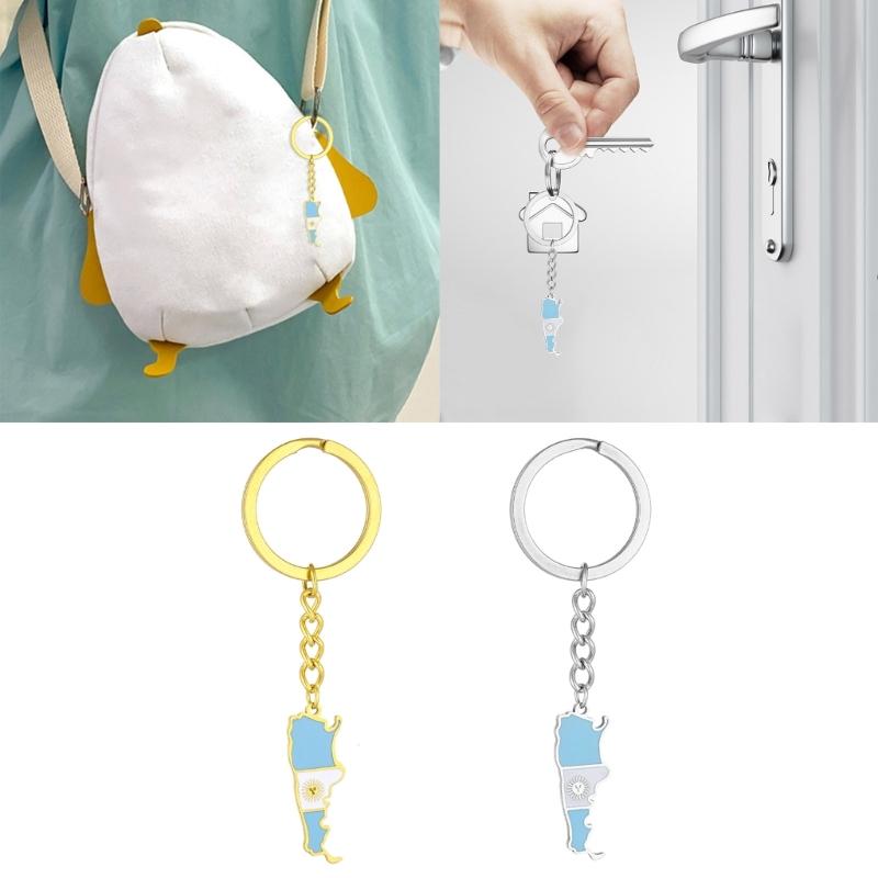 Argentina Map Flag Keychain Stainless Steel Charm Keyring Remembrances Jewelry