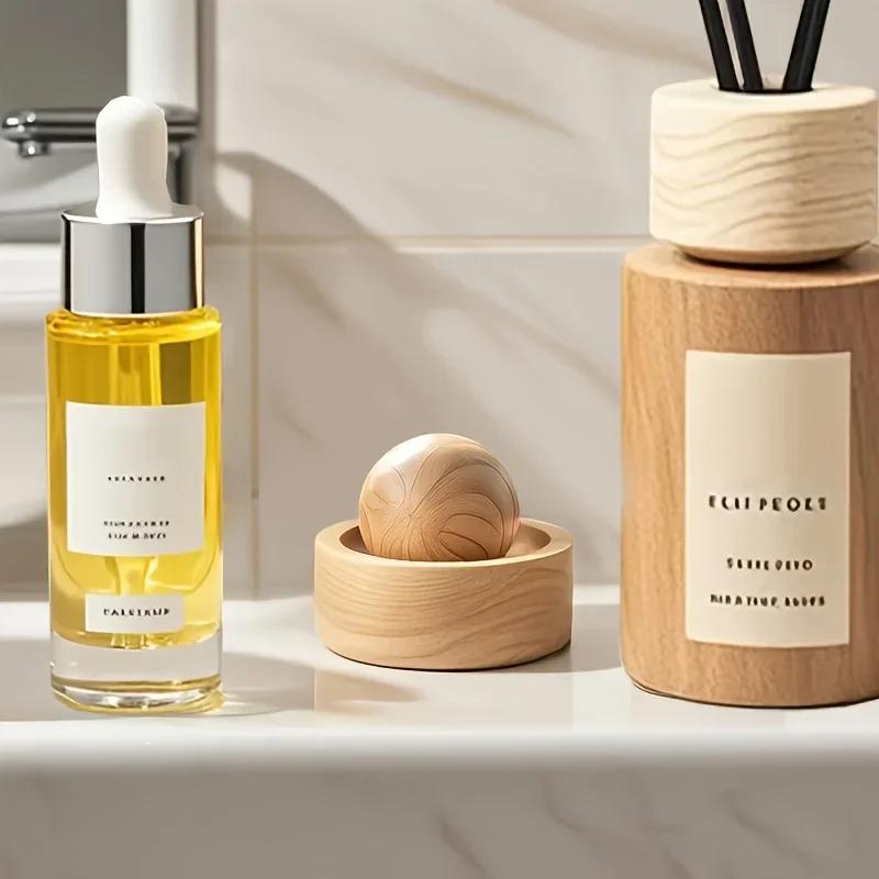 Car Wooden Essential Oil Diffusers-Spherical Design Natural Fragrance Dispersion Bedroom Decor Diffuser Car Home Room Fragrance