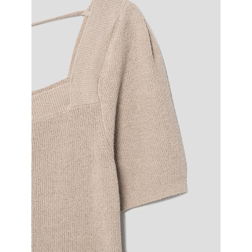 8seconds Back Ribbon Square Neck Knit Beige