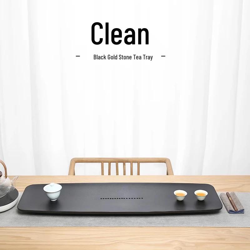 

Modern Luxury Black Gold Stone Tea Tray
