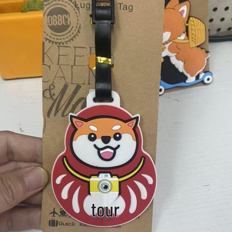 Etichetă moale din cauciuc pentru bagaje, cu desene animate: Bichon Maltez, Golden Retriever și Corgi