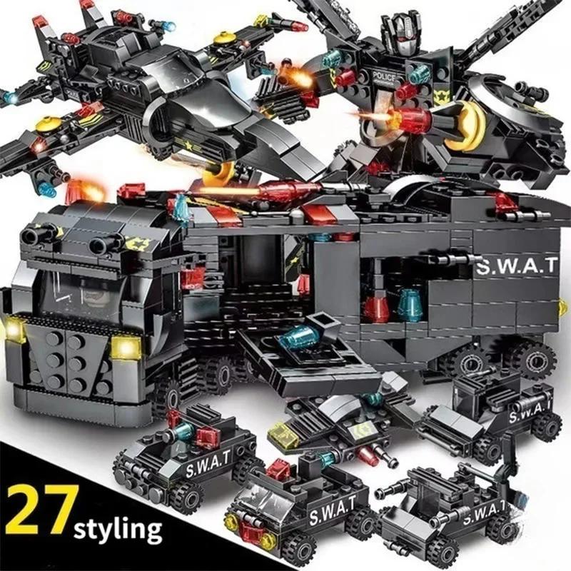 27IN1 SWAT Mecha Building Blocks Robot Police Car Building Blocks Plane Building Blocks Children Toy Christmas Holiday Gift