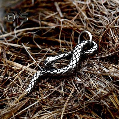 Stainless Steel Snake Pendant Vintage Snake Necklace Pendant Rust-Proof Coiled Snake Pendant for Gothic Jewelry Necklace