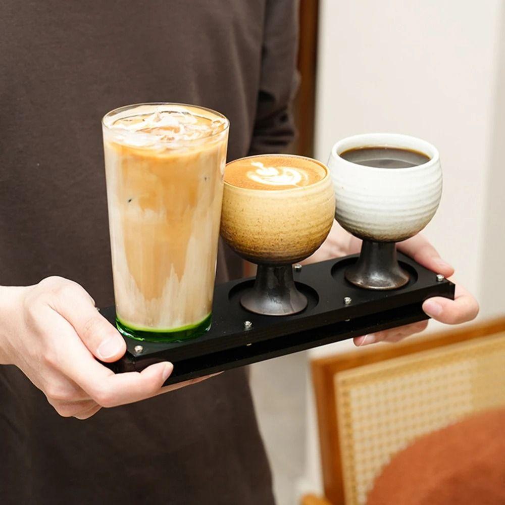 Double-Layer Camping Cup Holder 3-Slots Drinks Serving Board Portable Water Cup Shelf Tray  Picnic