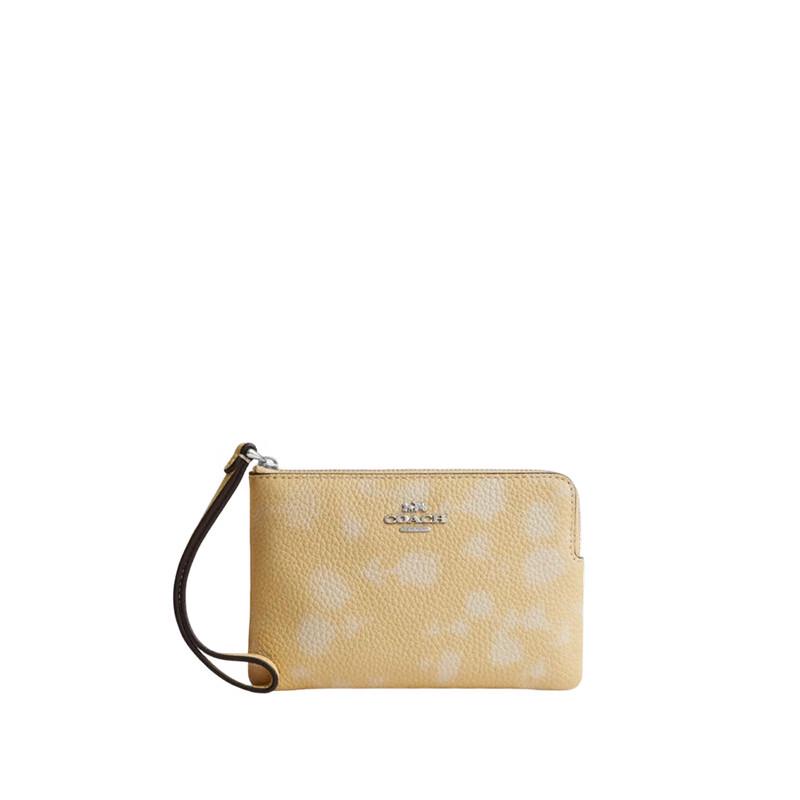 Женский кошелек-клатч COACH с цветочным принтом и молнией в углу Regular