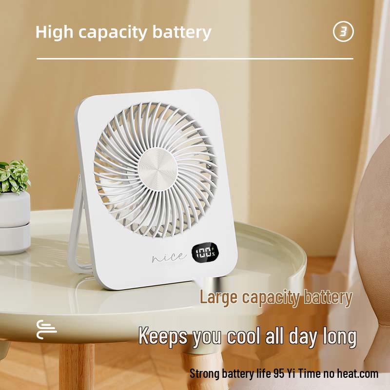 USB Desktop Fan K38 - Silent, Strong Wind, Portable, Wall-Mounted, Digital Display, Thin Design for Home Use