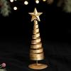 Golden Mini Christmas Trees - Elegant Tabletop Decorations with Stable Base, Vintage Holiday Centerpiece in a Bottle-like Shape