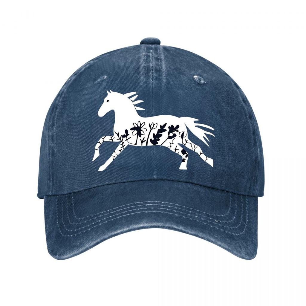 Retro Running Horse Unisex Adjustable Allseason Graphic Pattern Buckle Closure INFASHULE Washed Baseball Cap