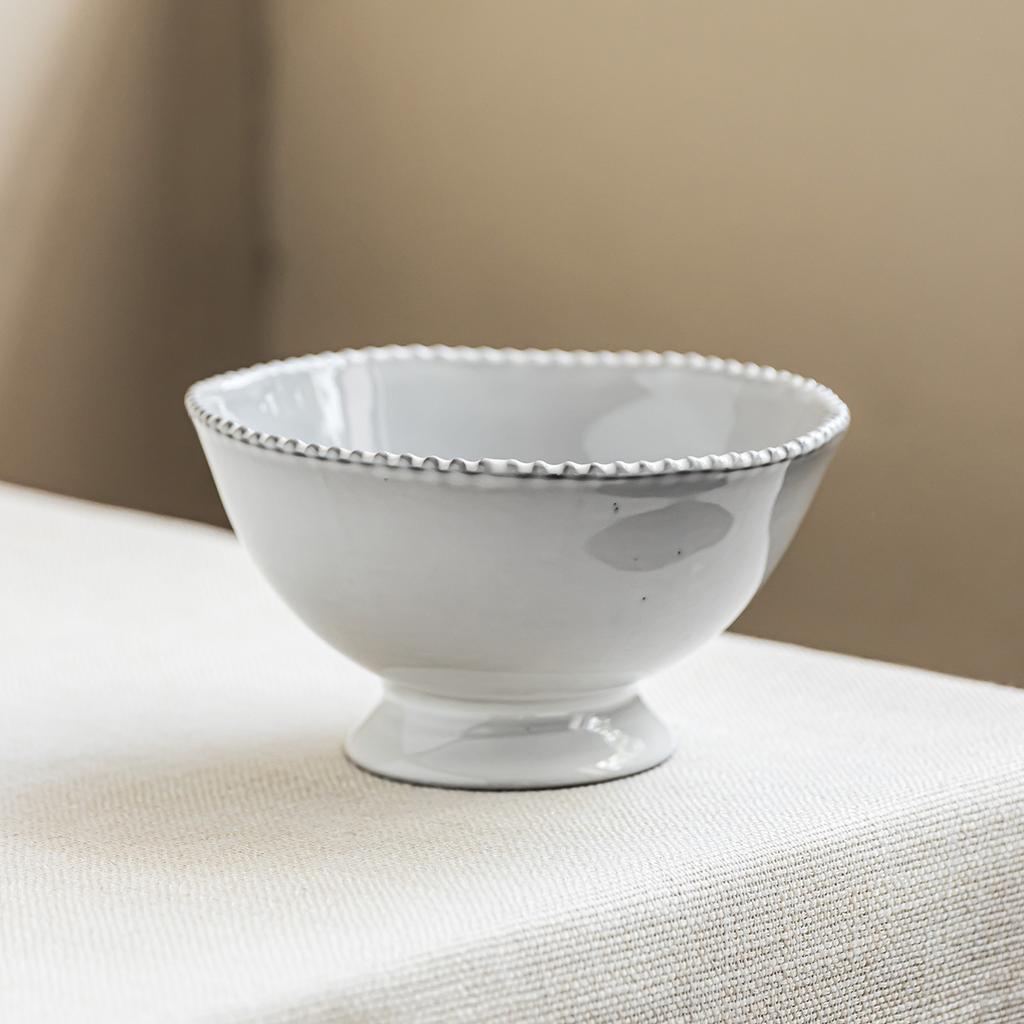 Pearl Edge Tall Bowl Light Luxury Ceramic Bowl Minimalist Tableware Salad Bowl Restaurant Dessert Bowl Creative Dish Bowl