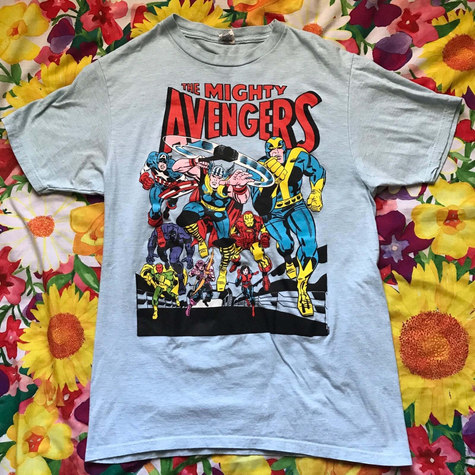 Unisex Optima Marvel The Mighty Avengers Comics Blue Graphic T-Shirt M S