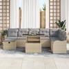 VidaXL Ensemble de canapé de jardin 9 pièces avec coussins Beige Poly Rattan 3359737