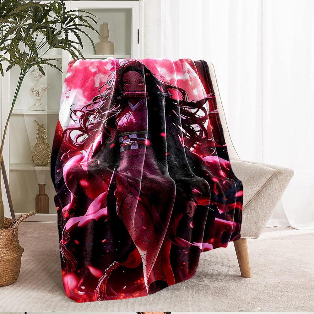Demon Slayer Theme Printed Blanket - Perfect for Couch, Bed, Travel & Outdoor Use | Machine Washable, Cozy & Durable.