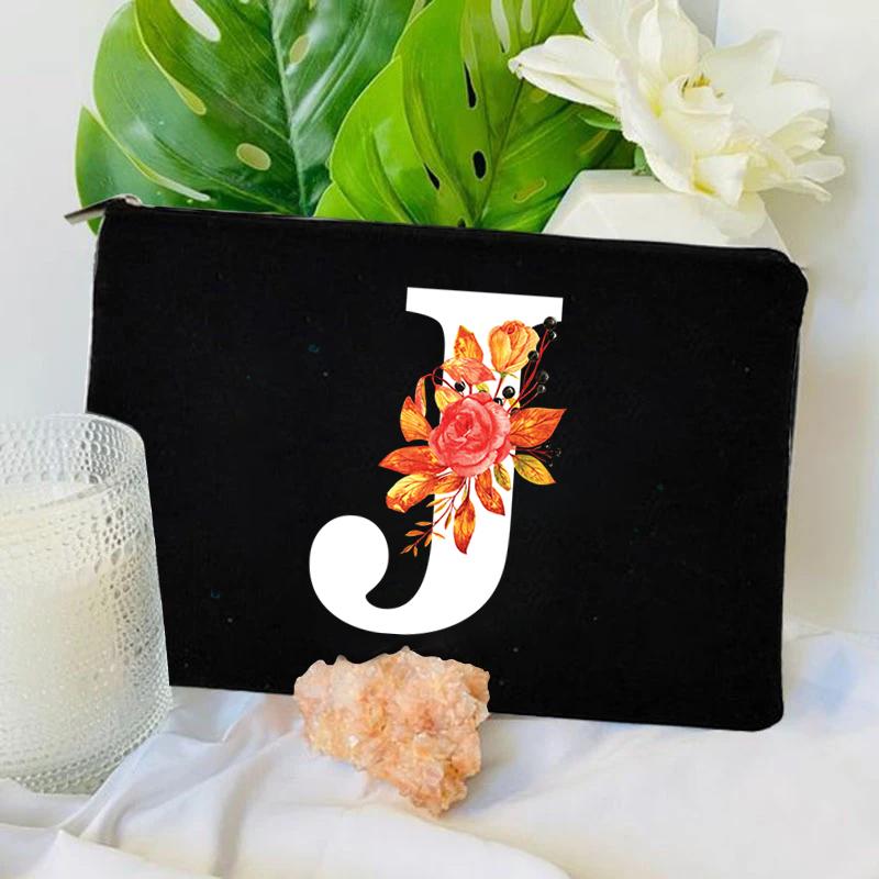 26 Floral Alphabet A-Z Makeup Bag Purse Party Lipstick Cosmetic Bags Fashion Letters Women's Outdoor Travel Toiletry Pouchs