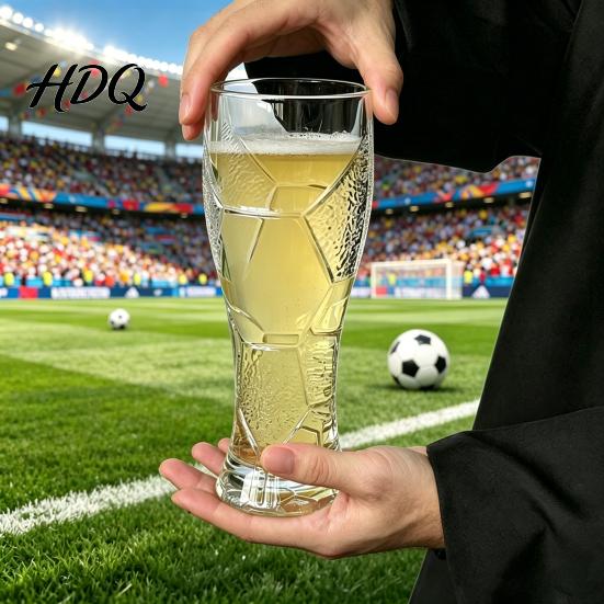 Thick Soda Lime Glass Football Beer Glass 300ml/450ml Capacity Transparent Craft Mug Stain Resistant Glassware for Home Bar Soccer Tumbler