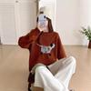 Women's Autumn/Winter 2025 Thickened Embroidered Puppy Pullover Sweater, Age-Reducing Knitted Layered Top