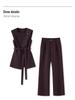 High-Quality Western Style Slim Fit Long Vest & Micro Flare Pants Two-Piece Set