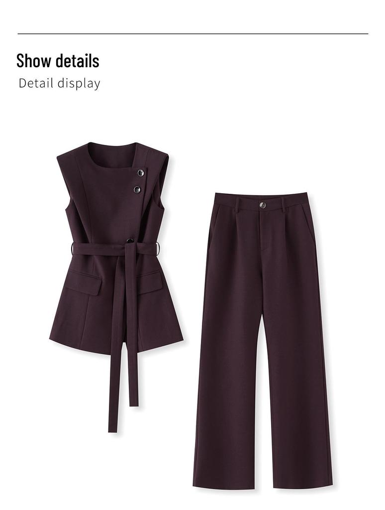 High-Quality Western Style Slim Fit Long Vest & Micro Flare Pants Two-Piece Set