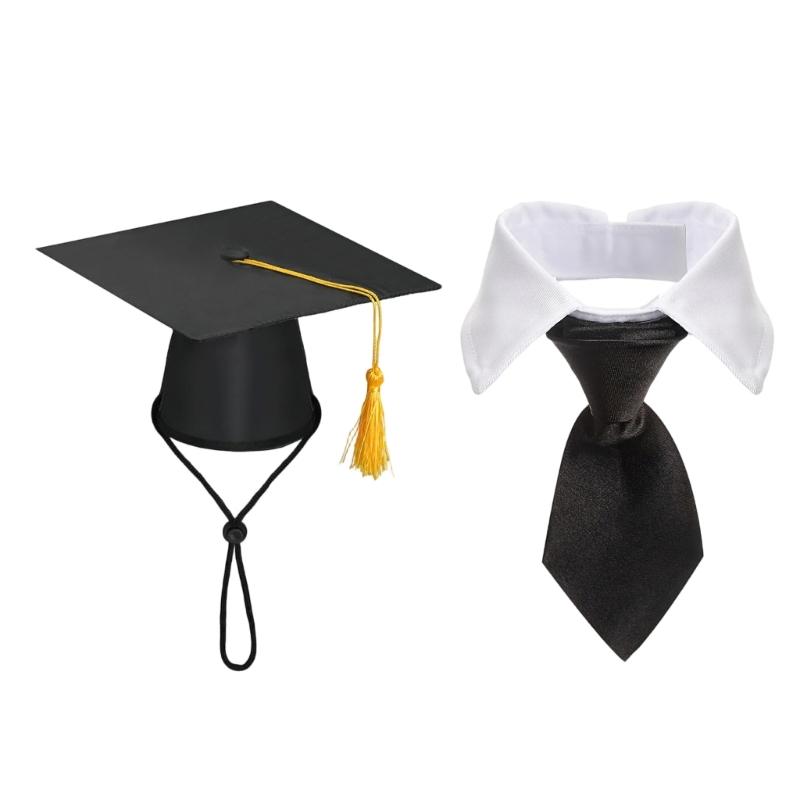 User Friendly Efficient Graduation Accessories Black Cap and Bowtie Set Sustainable Party Decorations Polyester Materials