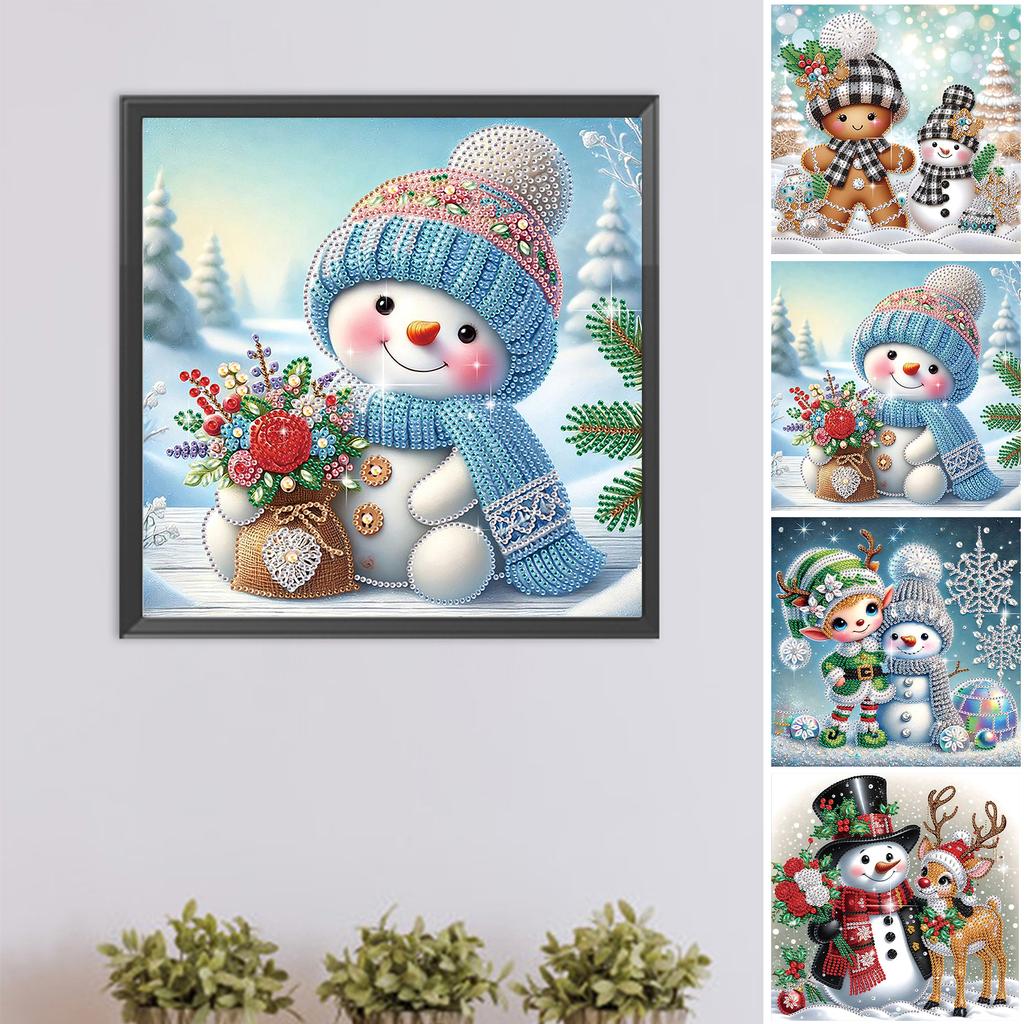 Snowman 5D DIY Diamond Art Painting Kits for Home Wall Decoration Special Shape Partial Drill Dimond Art Paintings 11.81x11.81in