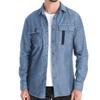 Camicia di Jeans da Uomo a Risvolto Tinta Unita con Bottoni Camicia Lavata a Maniche Lunghe con Taschino Casual da Uomo