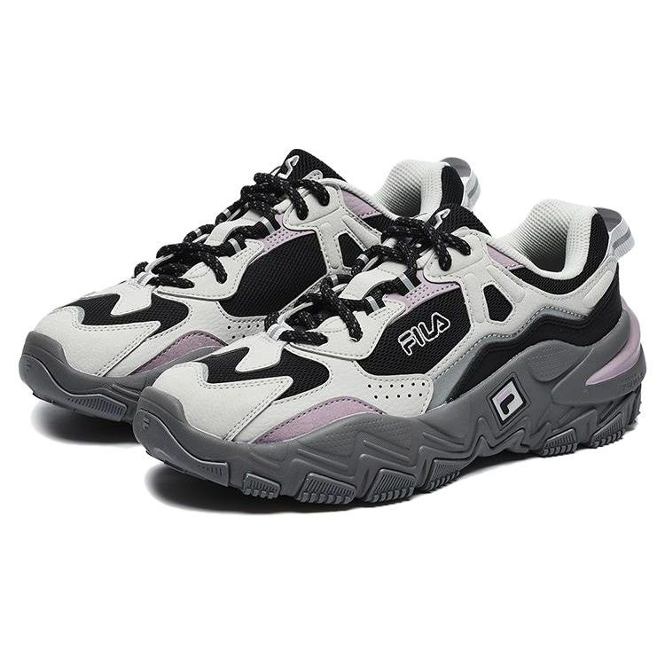 Fila Predator 2 Comfortable Sports Fabric Synthetic Leather Low Top Running Shoes Women Sneaker Black Gray F12W232140LBA