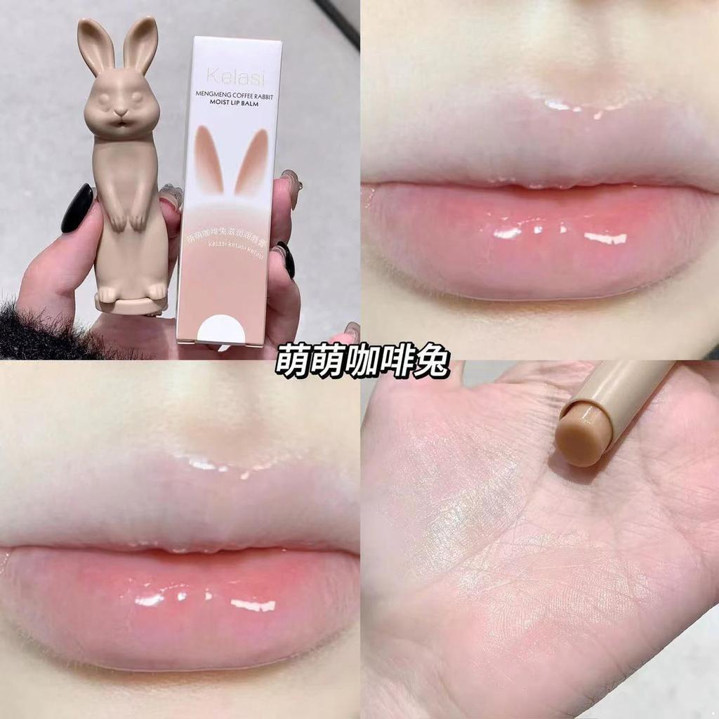 1 Stück Hasenförmiger Lippenbalsam für Frauen Ultra Glatte Textur Nicht Fettend Tägliche Feuchtigkeitspflege Nährende Lippenpflege Niedliches Tierdesign Lippenpomade für Trockene Lippen