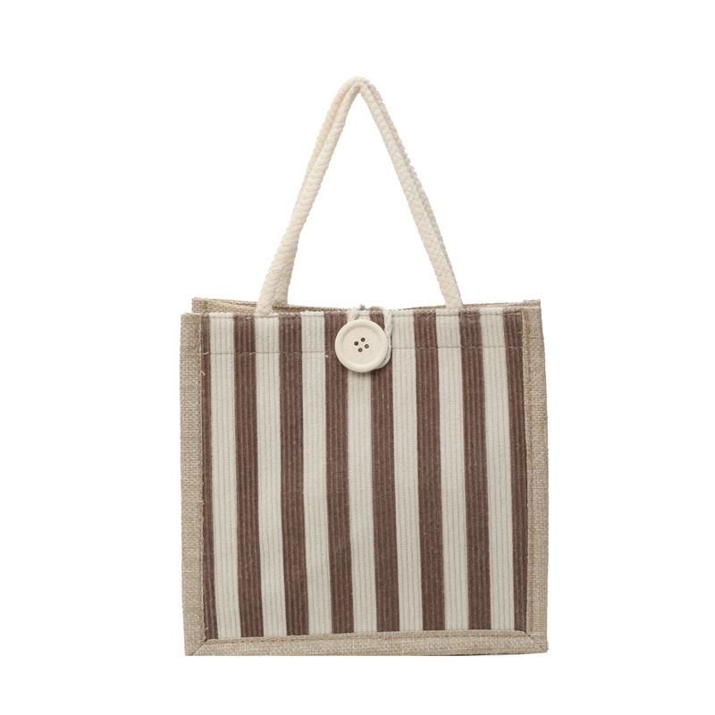 Stylish Vertical Striped Lunch Tote Bag with Handle