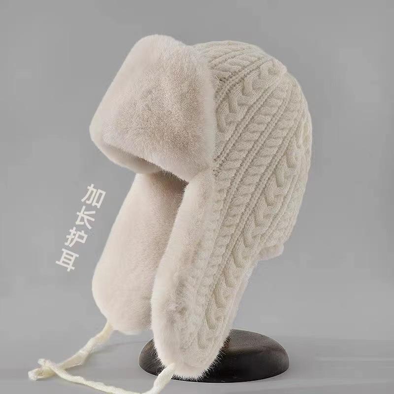 Extreme Warm Ushanka with Long Ear Covers, Super Thick Knit Winter Hat for Women, Windproof Skiing Cycling