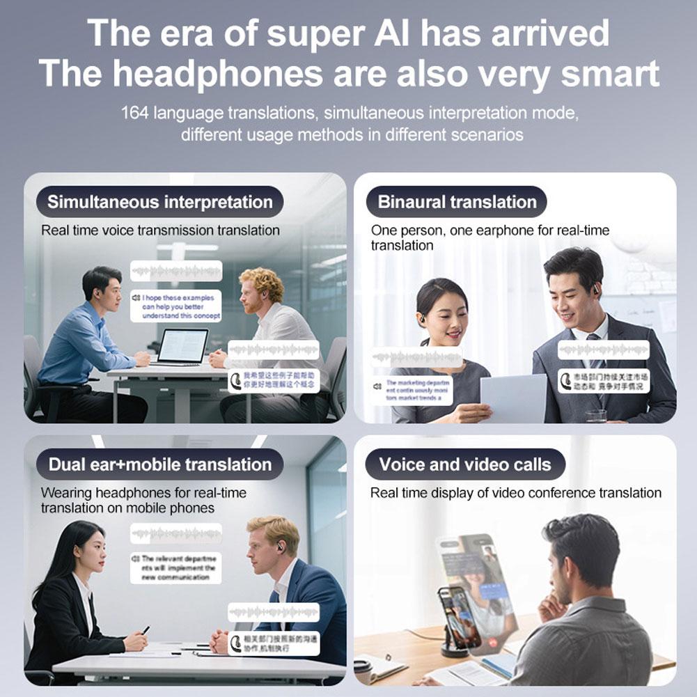 5.4 Smart Bluetooth Headphones With AI Simultaneous Interpretation Long Battery Life Open-Ear Sports Headphones -Yj55