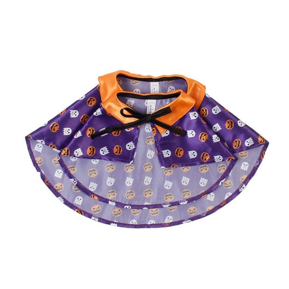 Pumpkin/Ghost Cat Wizard Hat Cloak Set Adjustable Halloween Cat Cape for Dogs Cats