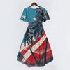 Women's Casual V-Neck Short-Sleeve Independence Day Print Dress