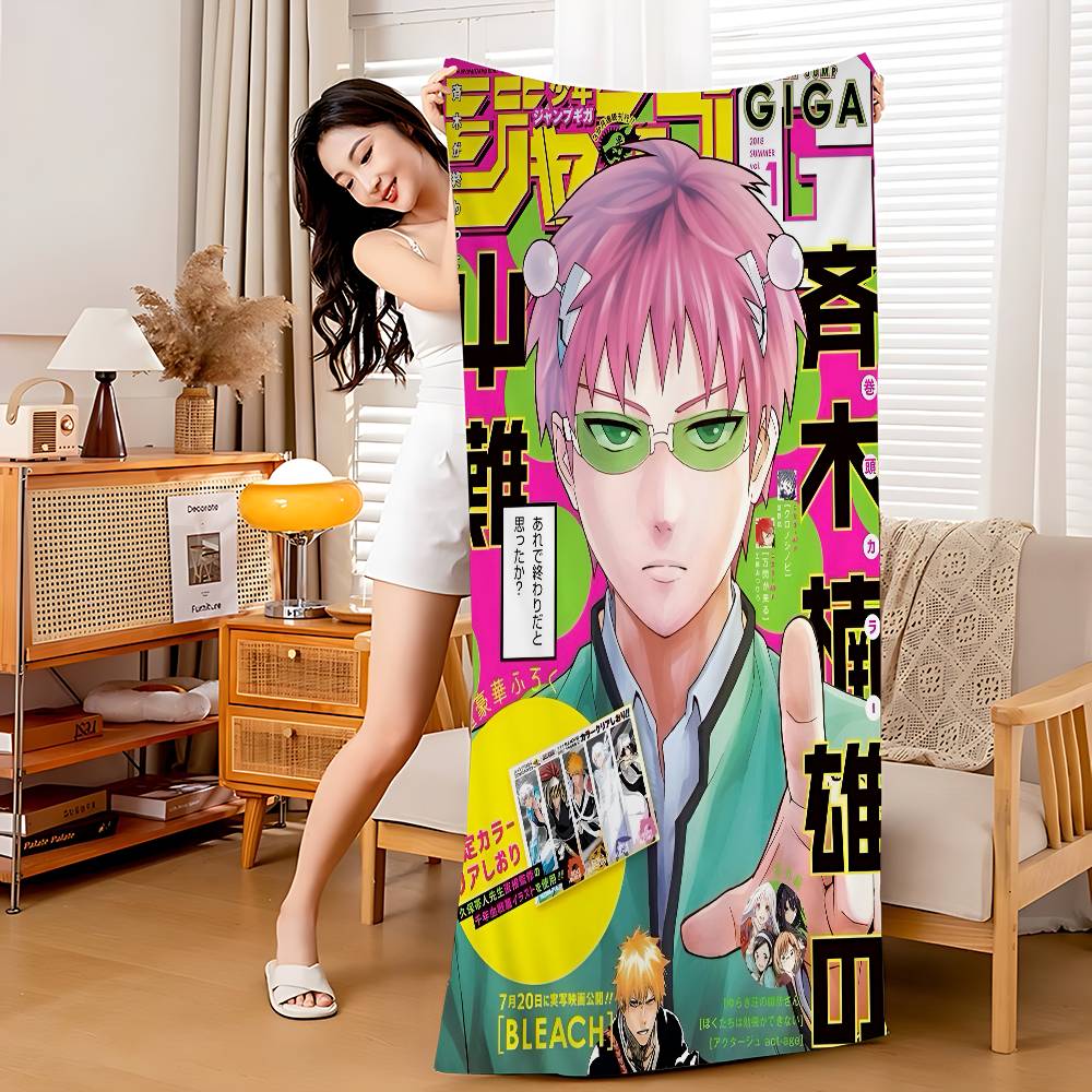 Saiki K Japanese Anime Big Microfiber Beach Towels Quick Dry Towel Sand Beach Towels Pool Towel for Travel Swim Pool Yoga