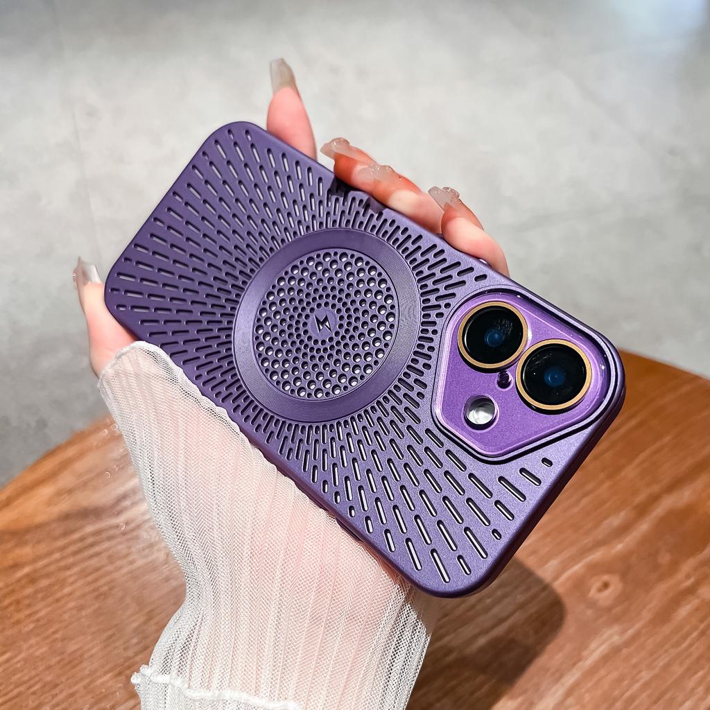 Applicable to iPhone16 heat dissipation magnetic suction mobile phone case Apple 15 all-inclusive lens PC anti-drop 14 personalized protective case 13