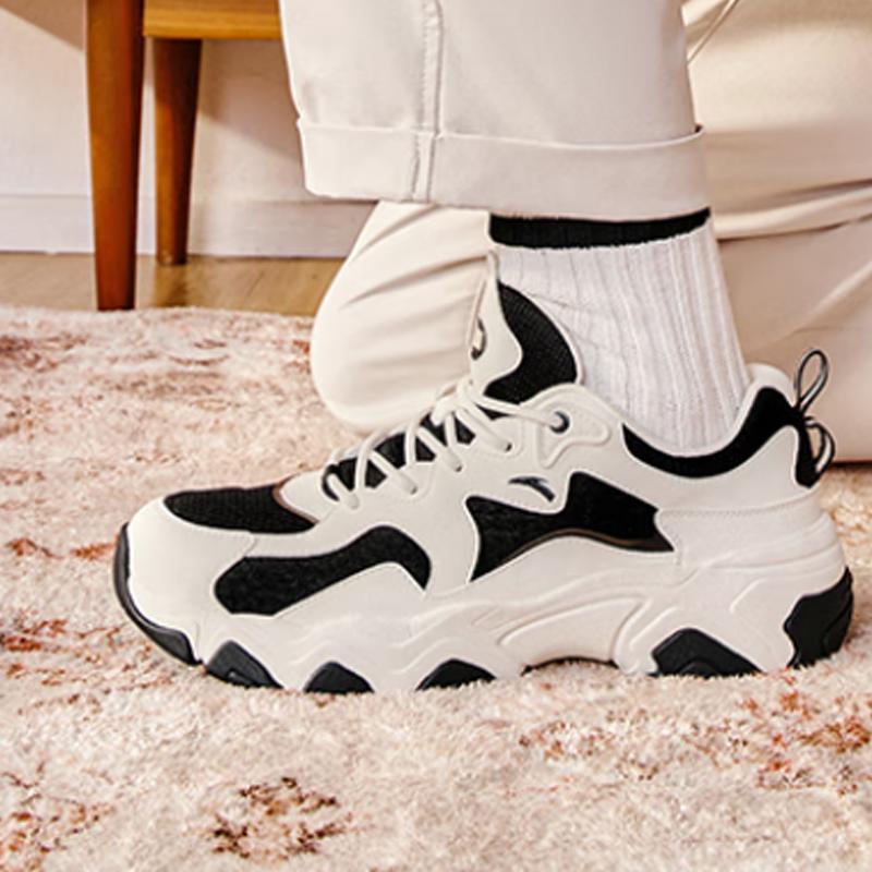 Anta Starry Sea Thick Sole Height Increasing Low Top Casual Shoes Men sneakers White Black 912428807-3