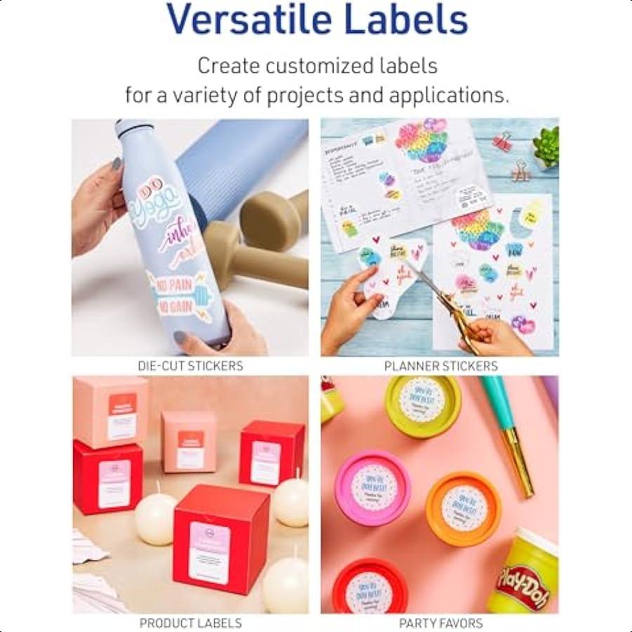 Printable Sticker Paper 8.5" X 11" Matte White Repositionable Adhesive Laser Inkjet Compatible 5 FullSize Label Sheets Great Fo