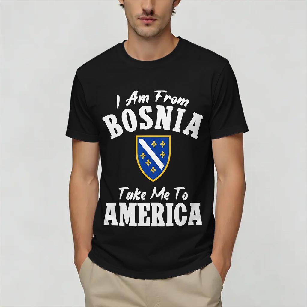 T-shirt Oversize Estiva Sono dalla Bosnia Portami in America Maglietta Bosniaca per Unisex Stampa Retro Economica Manica Corta Abbigliamento