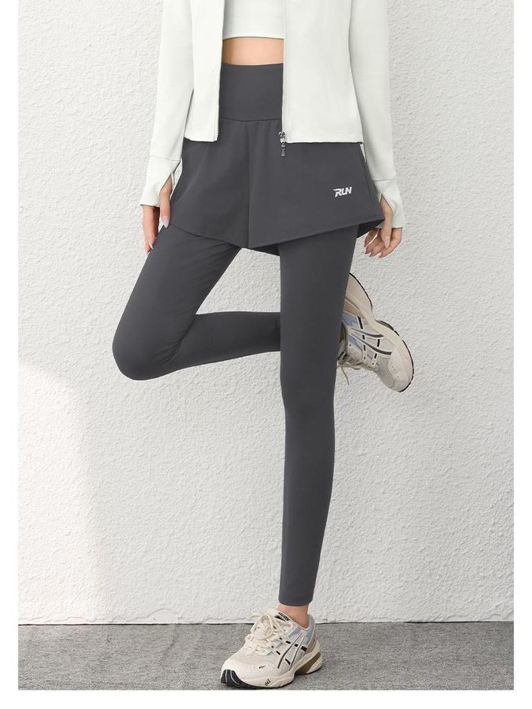 Women's High-Waisted Quick-Dry Two-Piece Yoga Pants: Anti-Exposure, Stretchy & Outdoor-Friendly Fitness Leggings