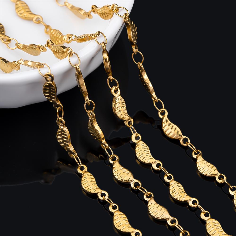 1Meter Leaf Design Stainless Steel Striped Leave Trend Link Chain Bulk Bracelet Chains DIY Necklace Jewelry Findings Wholesale