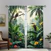 2pcs - Tropical Rainforest  Print Curtains   Pole Bag Curtains   Home Decoration   Room Decoration