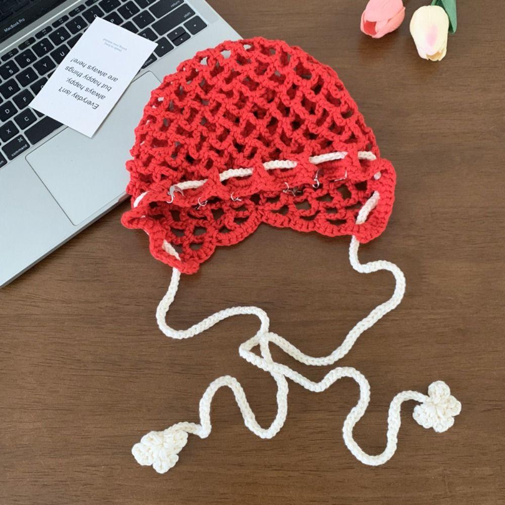 

Плетеная шапка с кисточками и пуловером в стиле бохо в корейском стиле с крючком. Аксессуары для вязания крючком.