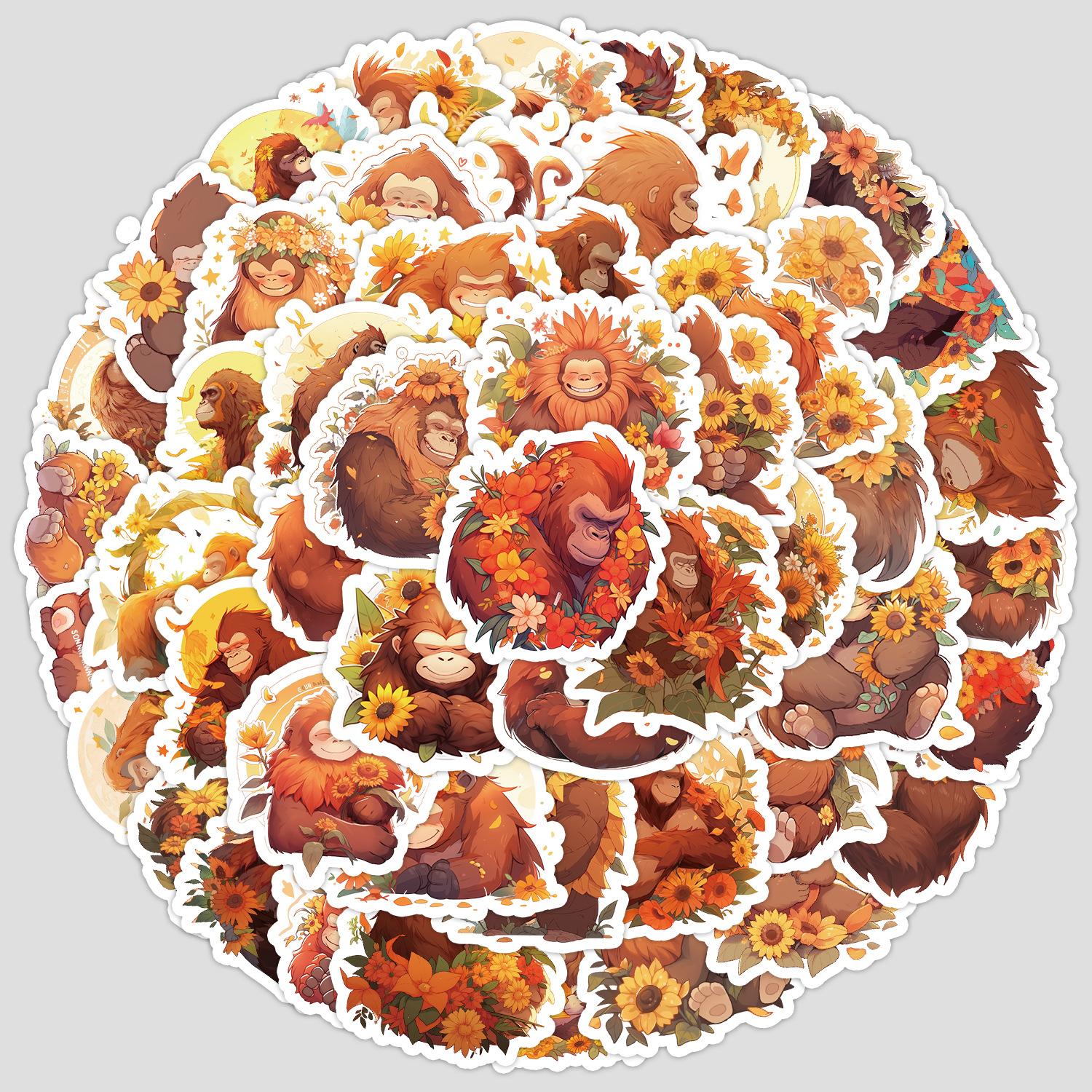 

50 Милых Граффити-наклеек с Шимпанзе, Водонепроницаемые Декоративные Наклейки для Багажа, Креативные Канцелярские Наклейки